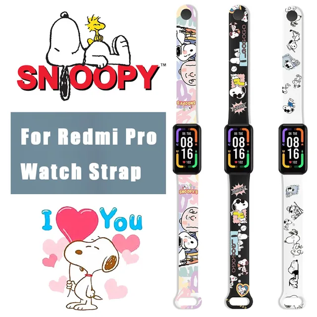 Xiaomi Redmi Pro 스마트 워치 교체 용 팔찌 스트랩 스포츠 팔찌 Redmi Pro Watch Strap 용 스누피 실리콘 시계 밴드