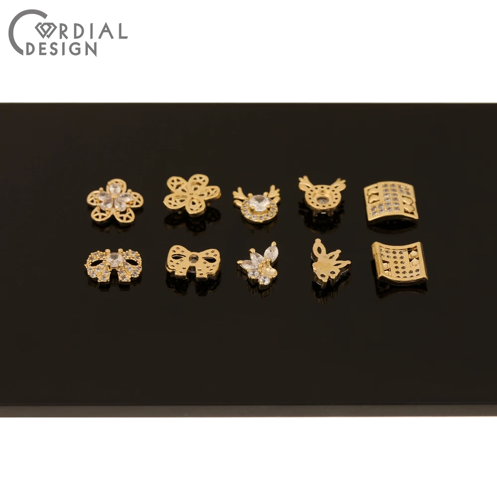 Cordial Design 50Pcs DIY Fingernail Accessories/Cubic Zircon/Multi Shapes/Genuine Gold Plating/Jewelry Findings & Components - cordial