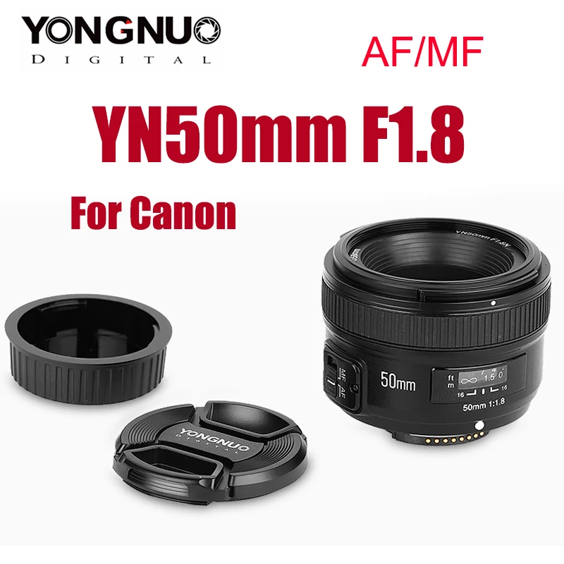 Объектив YONGNUO YN50mm F1.8 для камеры Canon s 50mm F1.8C AF MF полнокадровый объектив EF 750D 800D 650D 700D