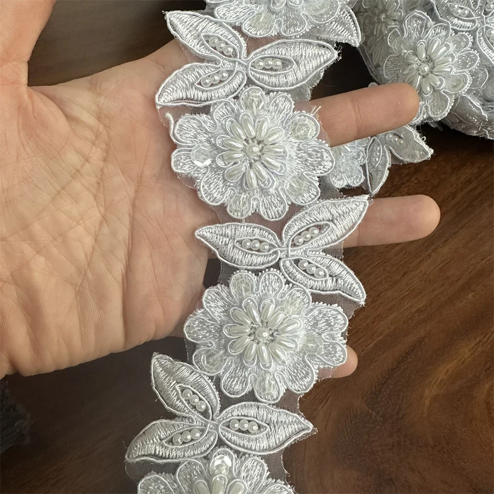 Adorno de encaje de lentejuelas con cuentas de 1 yarda para manualidades  para vestidos de noche - AliExpress, image size:1000x1000