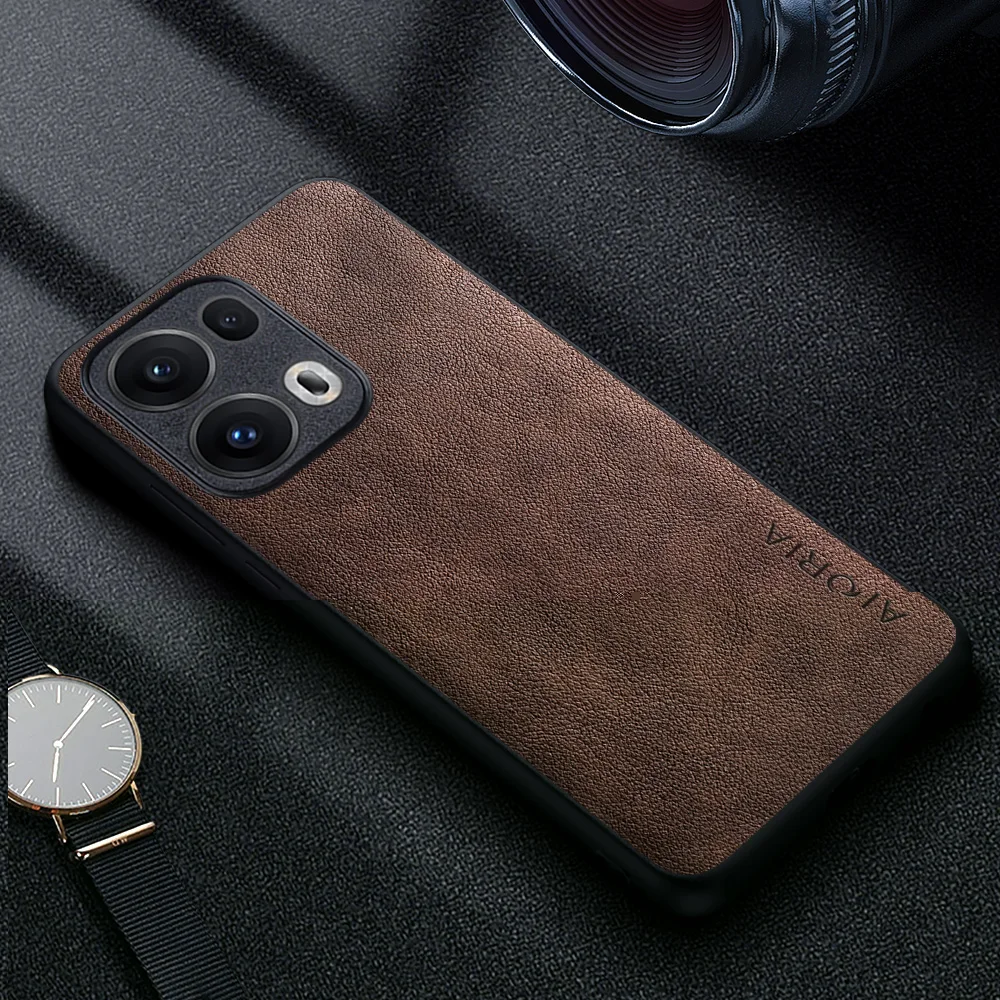 Premium Luxury Leather Phone Case - Retro Business Style Solid Color Cover