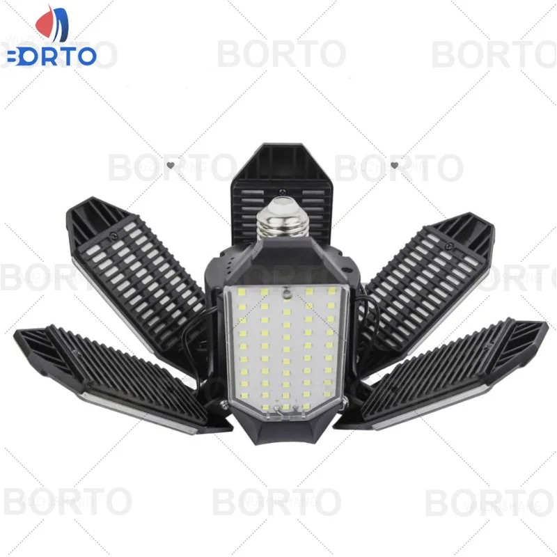 100W 12000LM 6 Leaf LED Garage Light Adjustable Deformable Bulbs for Store Warehouse Workshop Lighting