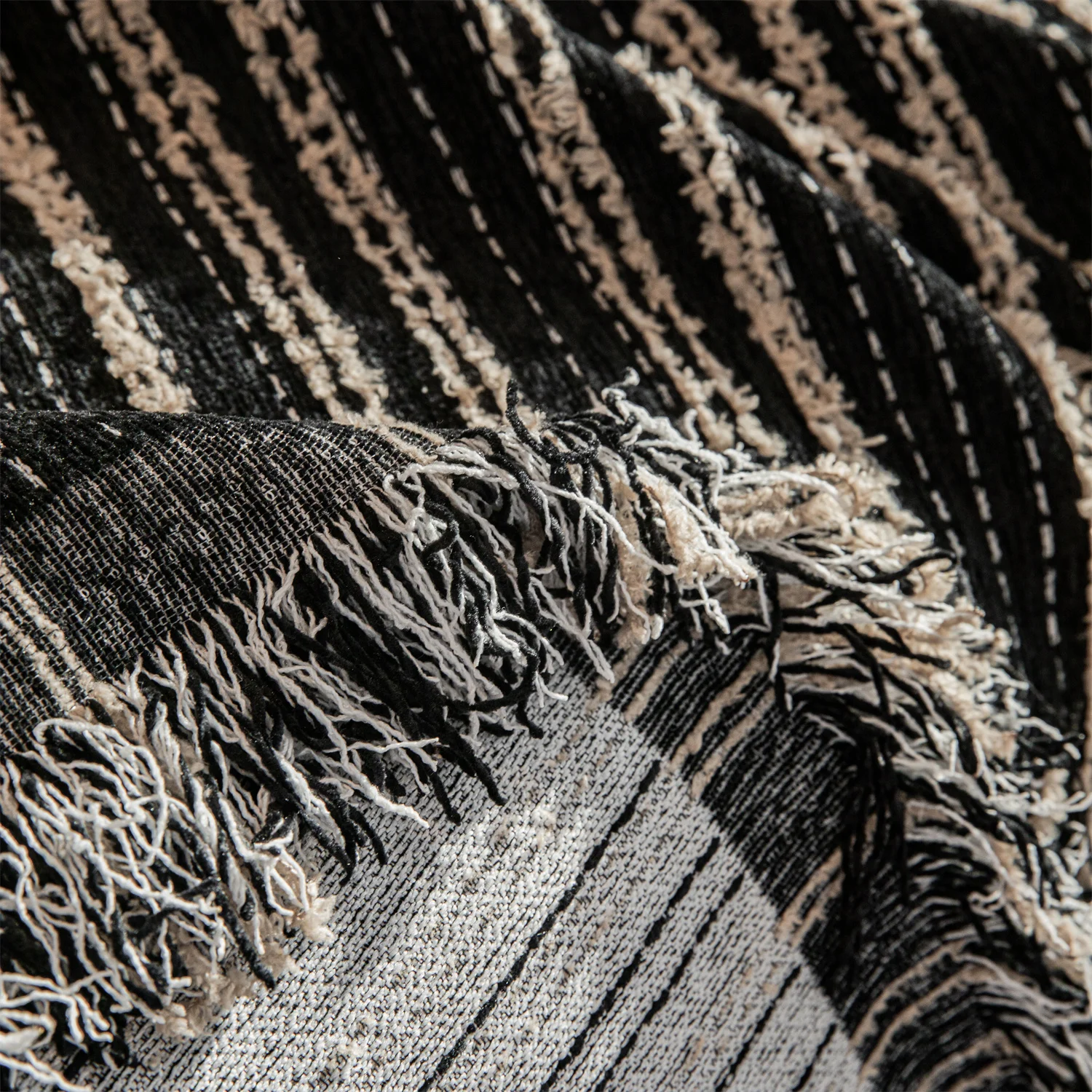 Stripe Jacquard Fleece Sofa Towel with Tassel for Living Room Blanket Sofa Cover 4