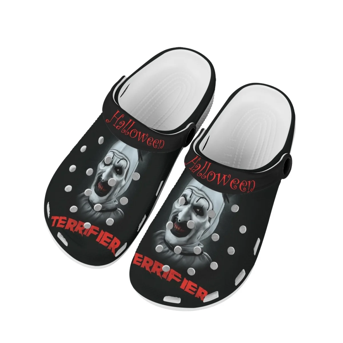 New 2023 Fashion Men's Clogs Sandals Halloween Horror Movie Printed Breathable Round Hole Shoes Anti Slip Bathroom Shoes Gifts