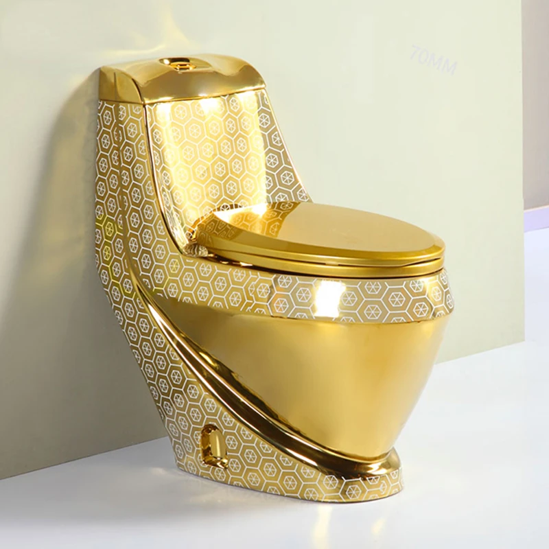 

European New Style Golden Toilet Creative Personality Affordable Luxury Toilet Hotel Color Gold Toilet 4815