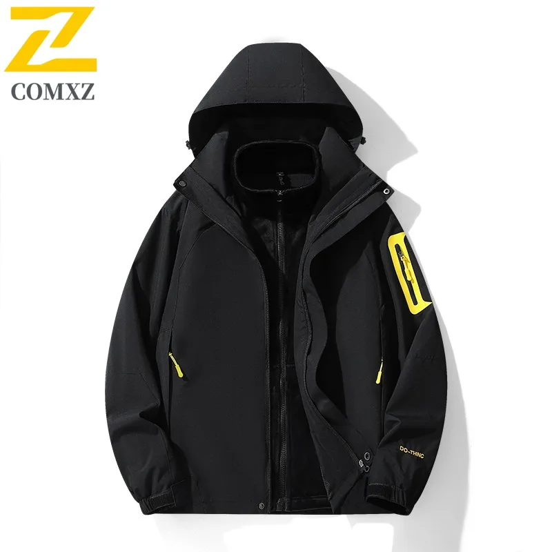 COMXZ Premium Classic Men Jacket 3-in-1 Outdoor Exploration Wind Resistant Motorcycle Coat Light Cozy Stylish Autumn Clothing