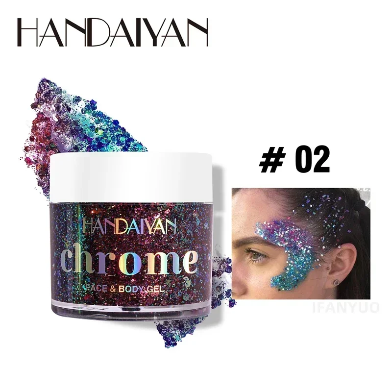 HANDAIYAN 6 Colors Upgraded Glitter Paste Chameleon Flash Cream Eye Hair Body Face Glitter Gel Art Festival Party Glitter Deco 3
