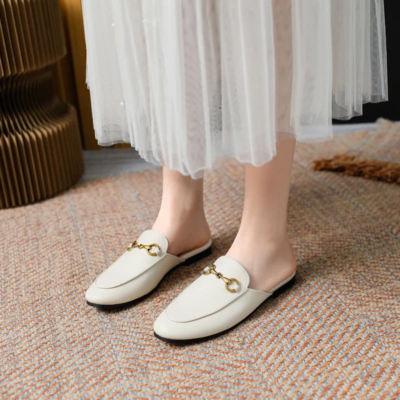 Baotou Half Slippers Women's Summer Outwear Mueller Shoes 2024 New Fashion Cool Slippers Flat Shoes Lazy Shoes