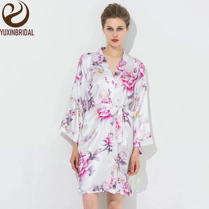 

Floral Robes Satin Silk Robe Bridal Bride Bridesmaid Bride Robe Womens Robes Sleepwear Bath Robe Long