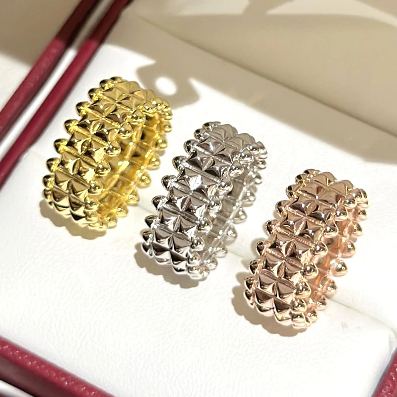 여성용 클래식 브랜드 925 스털링 실버 와이드 버전 리벳 반지, 맞춤형 펑크 럭셔리 쥬얼리, 파티 커플 선물 