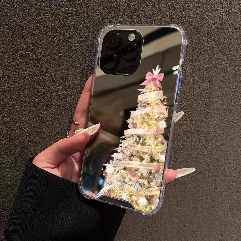 Festive Christmas Tree Pattern Mirror Acrylic Phone Case Cover