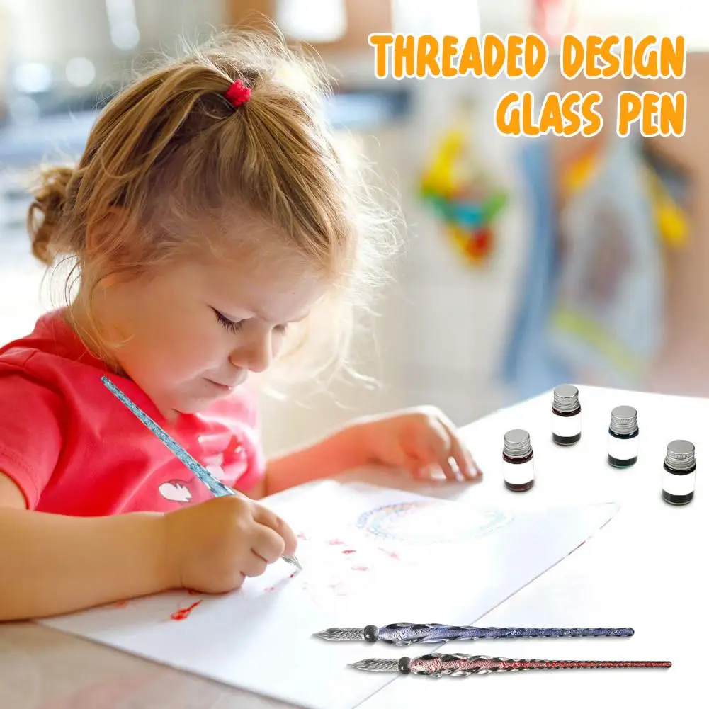 Colorful Dip Pen Multifunctional Dip Pen Elegant Glass for Calligraphy Painting with Smooth Lines Beautiful Color Effects