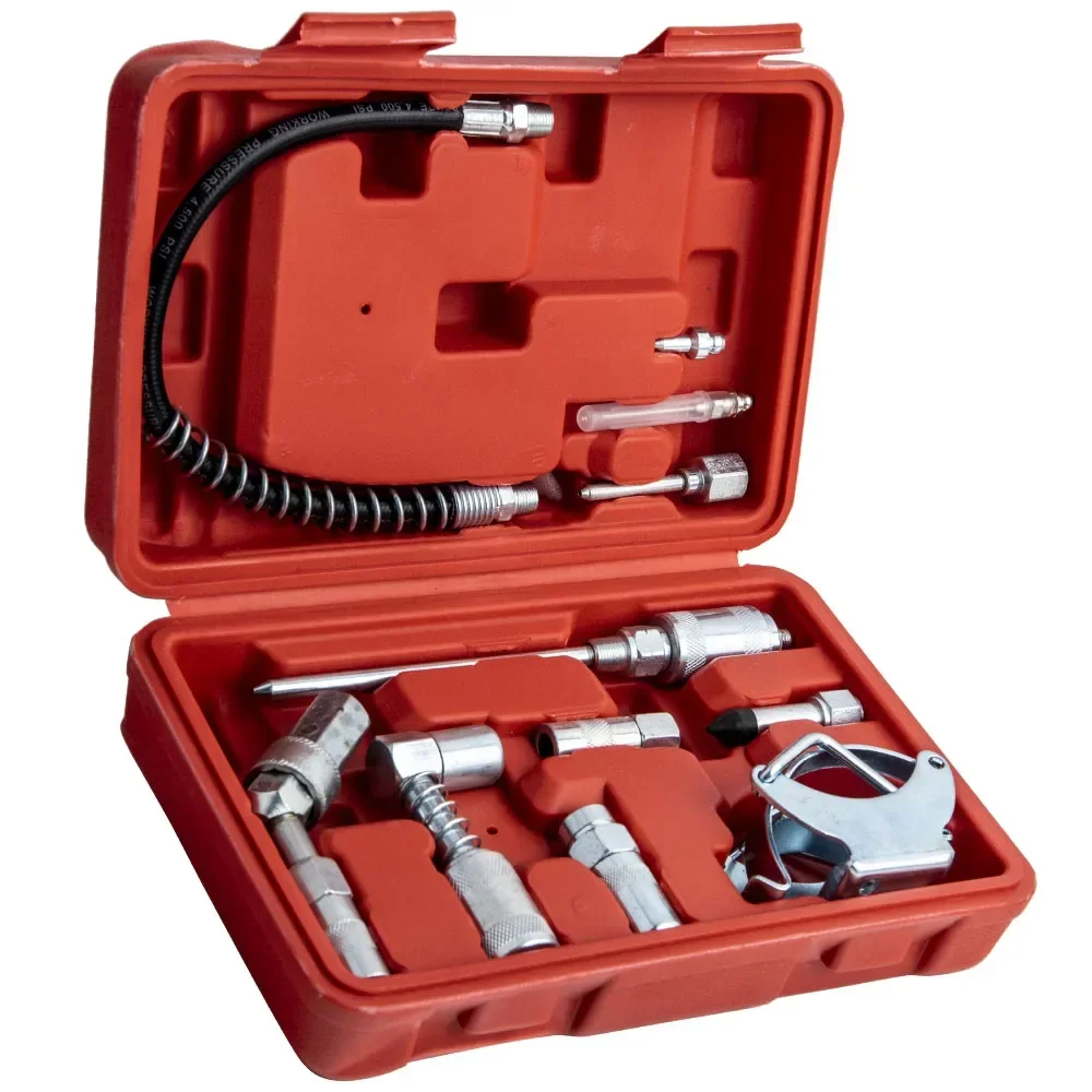 

Lubrication Grease Gun Aid Hoses Couplers Fittings Needle Nose Adapter Tool Kit