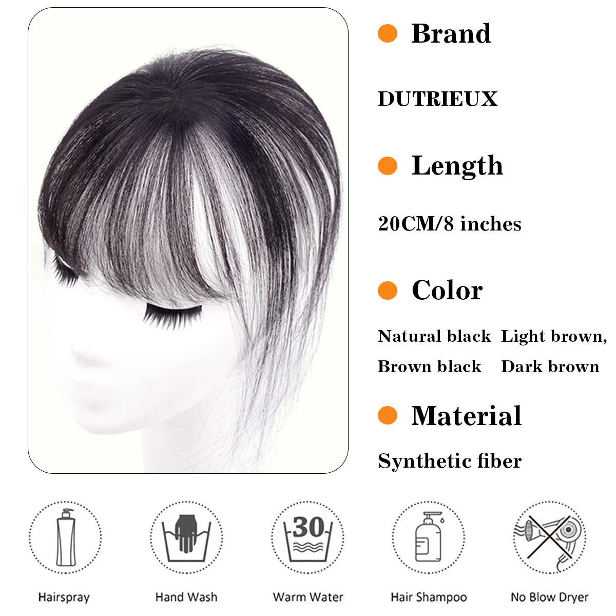 DUTRIEUX Synthetic 3D French bangs wig reissued air bangs  topper wig natural curved simulation bangs for women