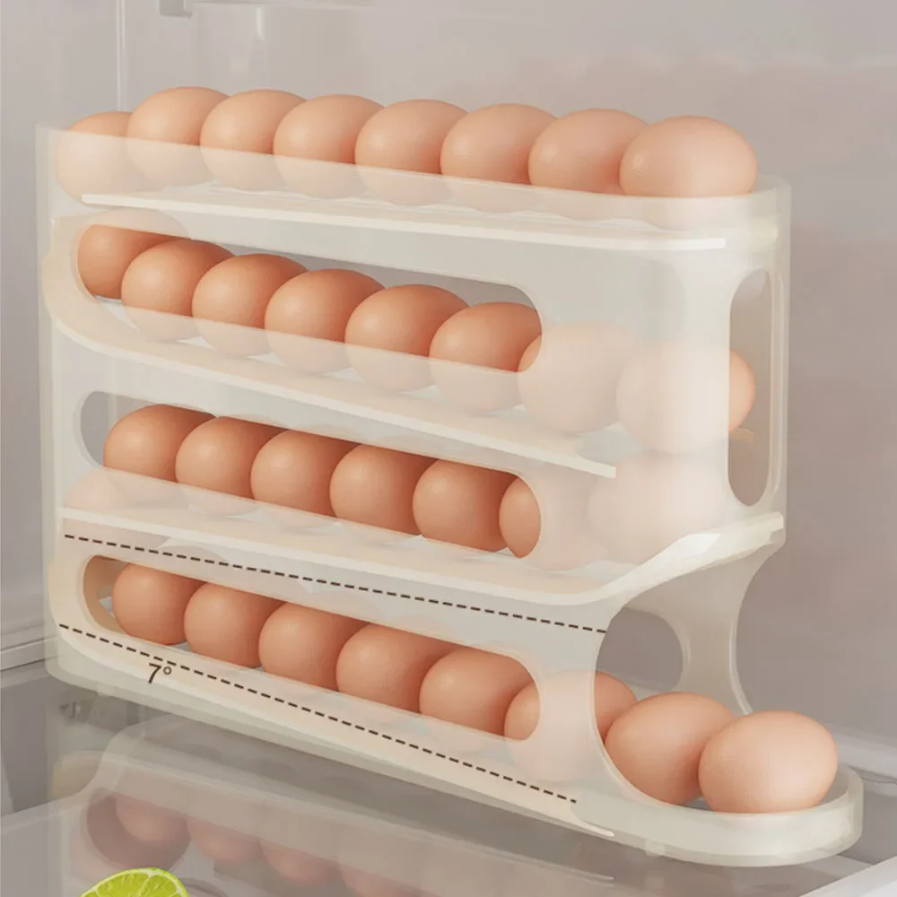 4 Layers Automatic Scrolling Egg Rack Holder Household Automatic Scrolling Egg Storage Box Large-capacity Dispenser storage box rotating storage organizer egg carton