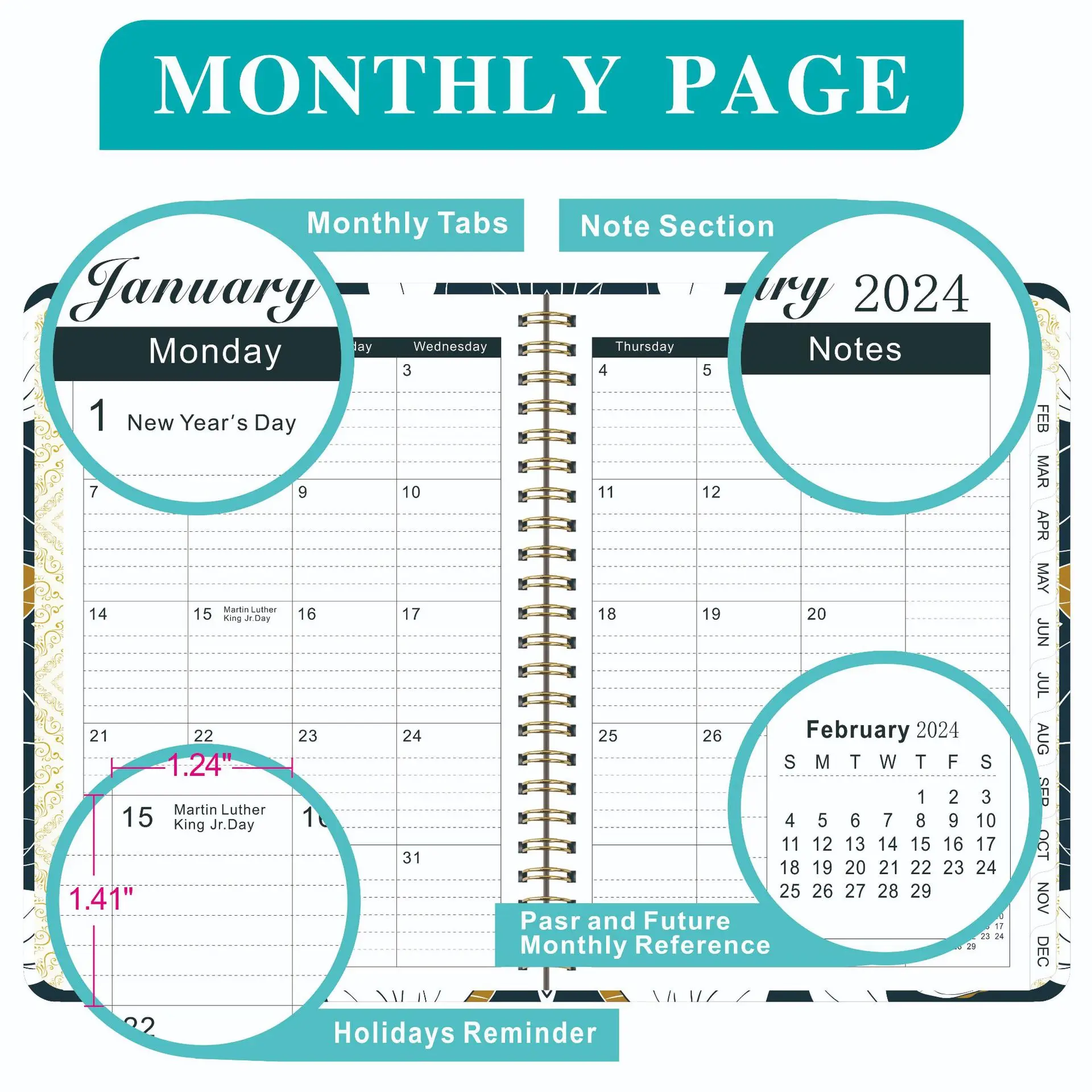 Calendario da parete 2024 Planner Foglio Annuale Mensile Settimanale Agenda  giornaliera Lista delle cose da fare - AliExpress