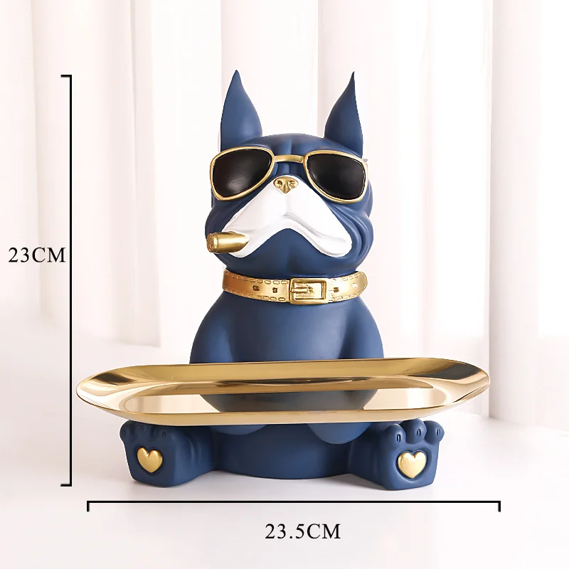 2022 Cool Bulldog Figurines Resin Animal Sculpture Ornaments Storage Room Decor Moden Multifunction Statue For Home Decoration 