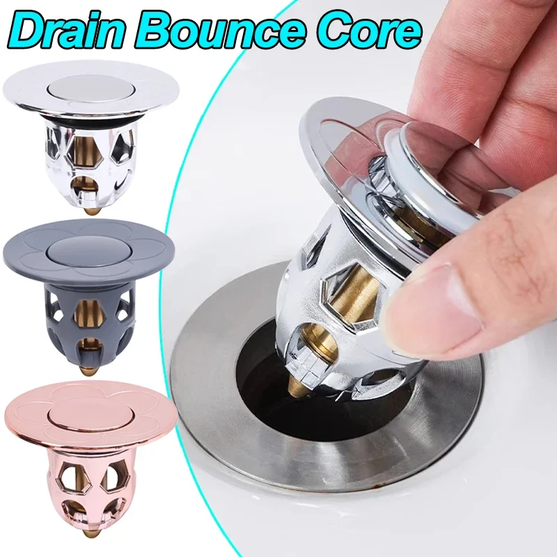 Drain Stopper Pop-Up Bounce Core Basin Filter Plug Valve Hair Catcher Shower Sink Strainer Bathtub Stopper Bathroom Drains Cover kitchen sink filter plug shower hair catcher stopper bathtub outfall strainer sewer bathroom floor drain cover basin accessories