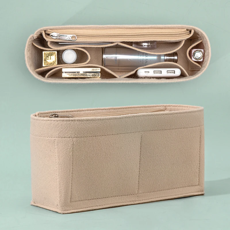 For Herbag 31/39 handbag Makeup bag Organize zipper bag insert base shaper felt Toiletry Storage Bags travel cosmetic bag girl