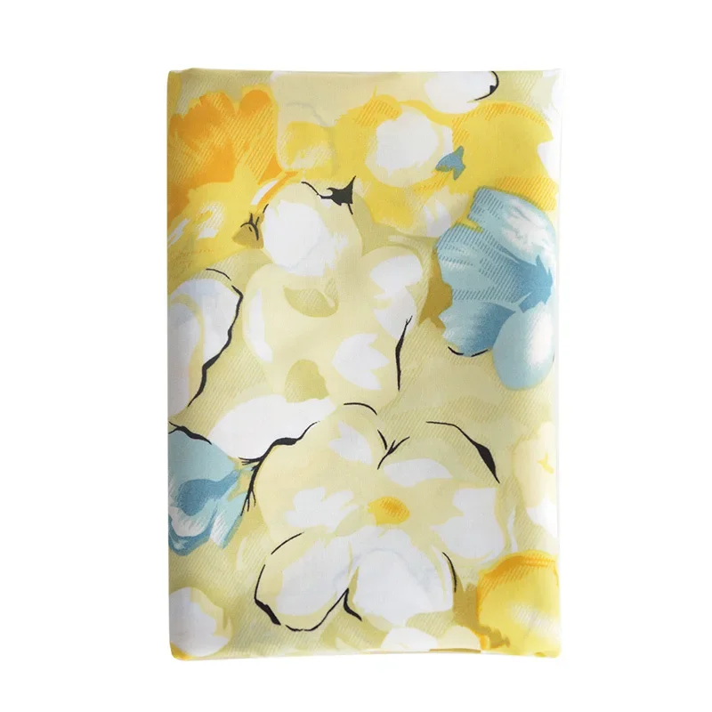 Yellow Flower Rayon Fabric Soft Viscose Material for Dress Shirt Spring Summer Sleepwear Bedding DIY Sewing Cotton Silk Fabric