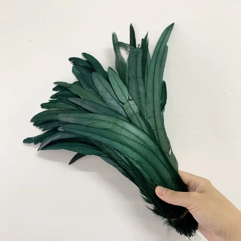 Rooster Feathers 100pcs 25-45cm Natural Blackish Green Beige DIY Cock Clothing Jewelry Accessories Party