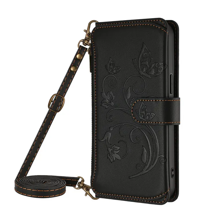 Crossbody 5-Card Zipper Leather Phone Case