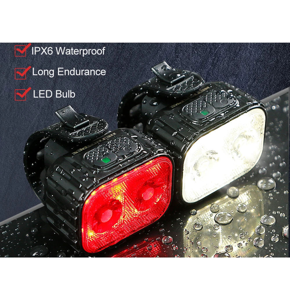 

2022 TWITTER New Front Back Bike Light USB LED Rechargeable Set Flashlight MTB Road Bicycle Cycling Lights Accessories light