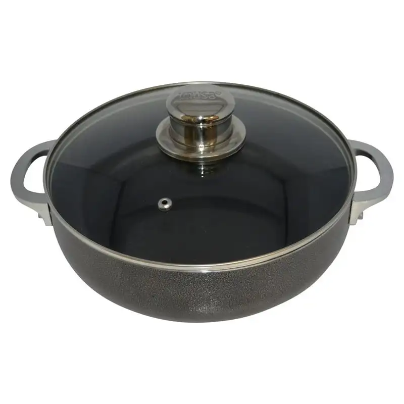 

Quart Nonstick Charcoal Exterior Caldero or Dutch Oven with Glass Lid Wooden box Takoyaki pan Air fryer liner Roti pan Silicone