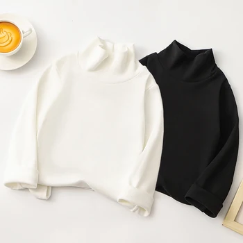 T-shirt in solid color with long sleeves for children soft and comfortable with half high neck Suitable for the cold autumn and winter season 1