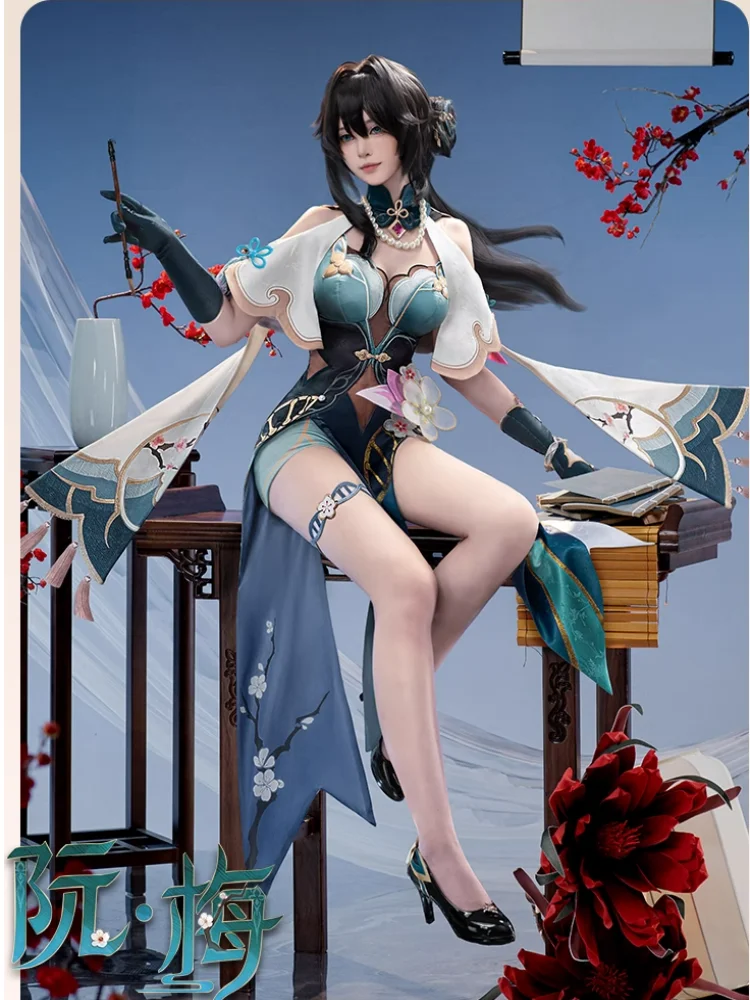 

Game Honkai: Star Rail Doujin Ruan Mel Cosplay Costume Women Cos Cheongsam Dress Carnival Comic-con Party Suit Full Set Pre-sale