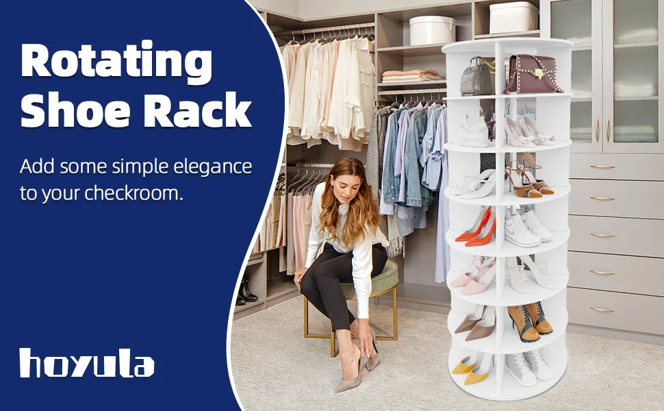 Description Picture 2 of itemRotating Shoe Rack 7-Tier Wood, Holds 32 Pairs of Shoes 360° Spinning, Space-Saving, Easy To Assemble, Shoe Cabinet