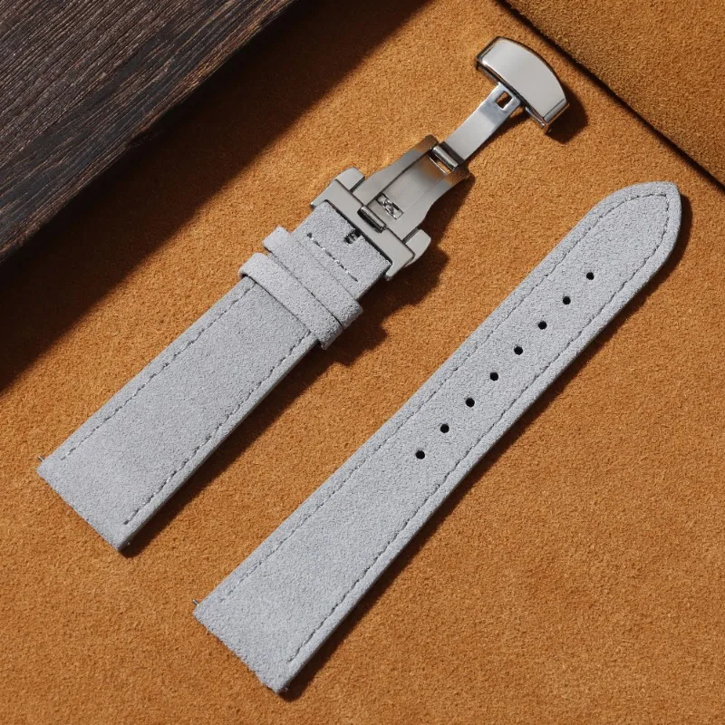 Luxury Suede Leather Watch Band with Butterfly Buckle - Quick Release Strap Accessory