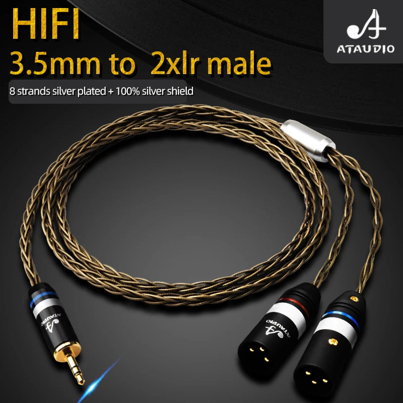 HiFi 3.5mm to 2XLR Cable Stereo High-end Silver Plated 3.5 Auxiliary to Dual XLR Audio Cable