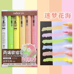 Aesthetic Kawaii Stationery: Vibrant Brush Tip Highlighters and Acrylic Markers (I)