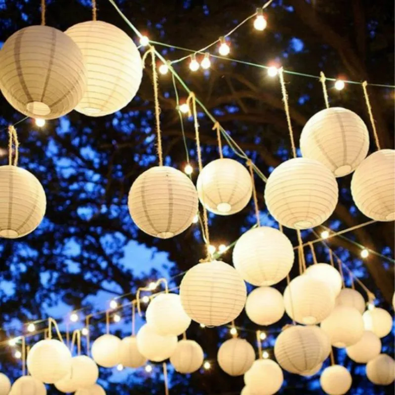 25cm Chinese/Japanese Paper Lantern Birthday Wedding decor gift craft DIY lampion white hanging lantern ball supplies 32colors