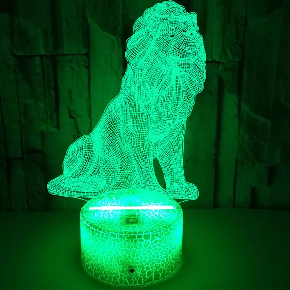 Nighdn Lion 3D Lamp Creative Desktop Bedroom Night Light LED Acrylic Remote Control Table Lamp Birthday Xmas Gifts Room Decor night lamp