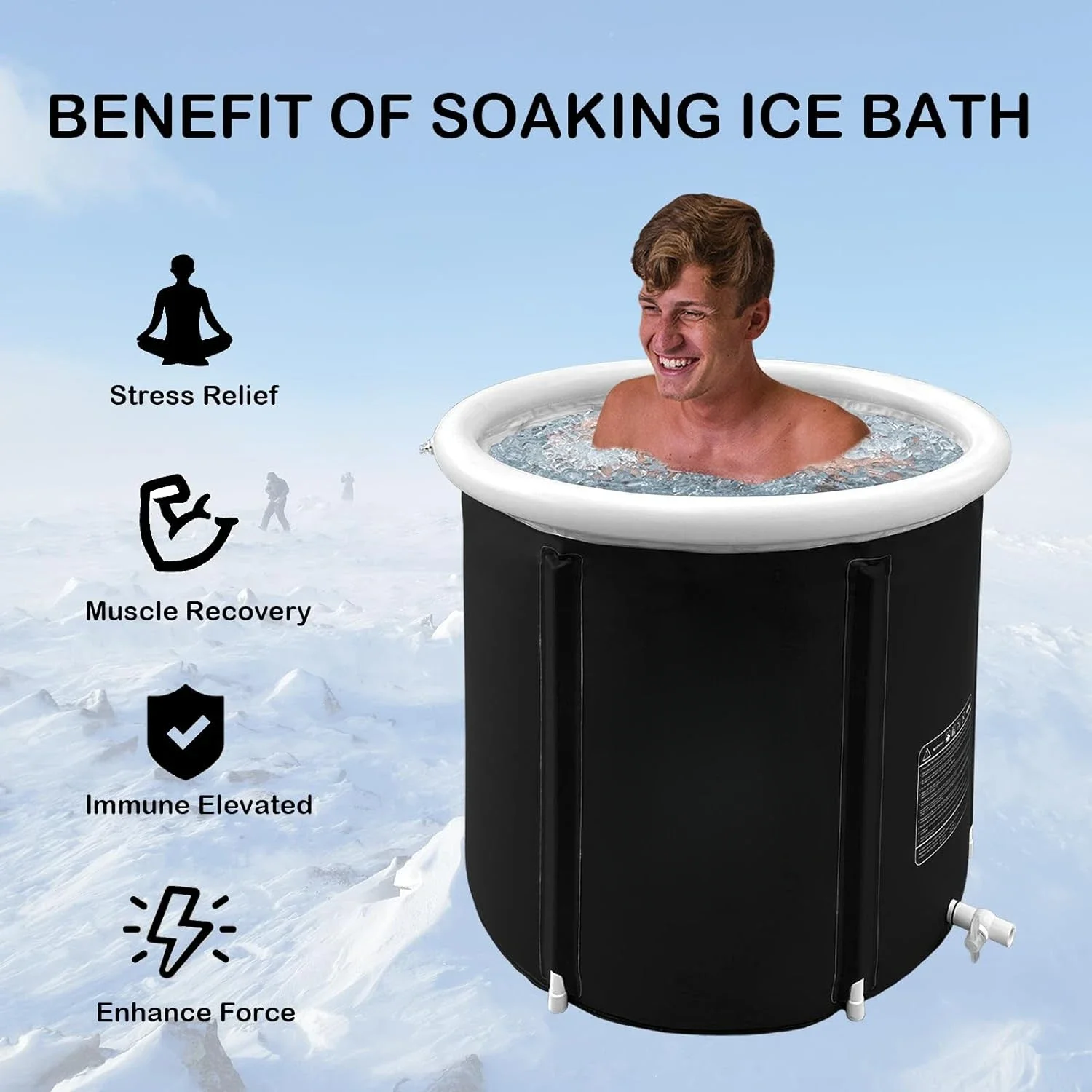 Portable Ice Bath Tub, Foldable Bathtub for Adult Inflatable Outdoor Cold Plunge Tub Freestanding Bathtub Hot Tub Spa Tub 2