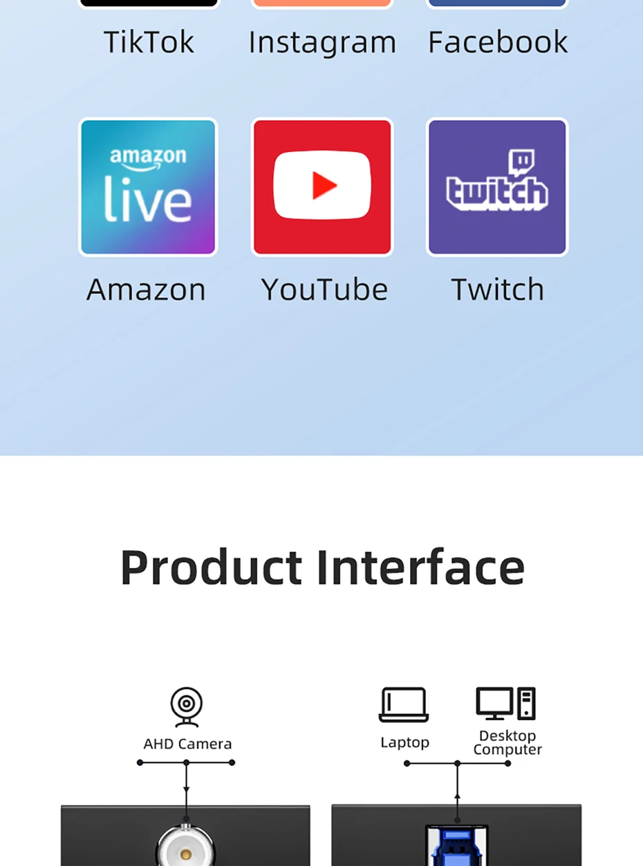 AHD FREE Driver OBS Vmix Streaming Live Broadcast 1080P Wirecast Zero-Lag Anolog