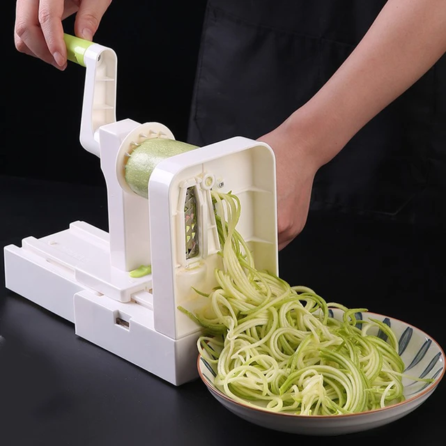  Ourokhome Máquina de fideos de calabacín en espiralizador de  verduras, 4 cuchillas cortadoras en espiral integradas para pasta de  espaguetis vegetarianos : Hogar y Cocina