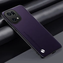 Luxury PU Leather Shockproof Phone Case - Premium Back Cover with Silicone Protection - Find X5 (Purple)