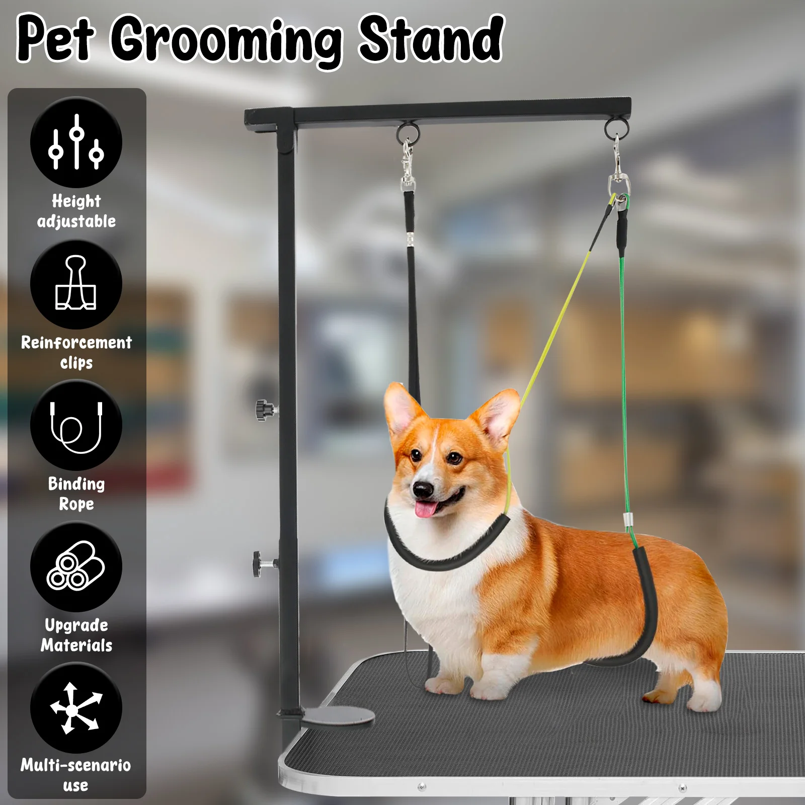 Dog Grooming Table Arm Iron Pet Grooming Stand with Clamp Height Adjustable Fixed Dog Beauty Stand for Pet Nail Clipping Haircut 2