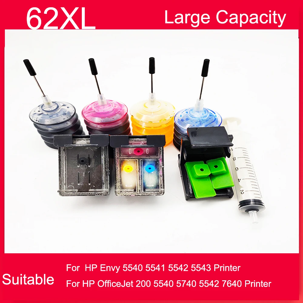 62xl Refill Ink Cartridge Replacement For Hp 62 Xl Envy 5640 5660 7640 5540 5544 5545