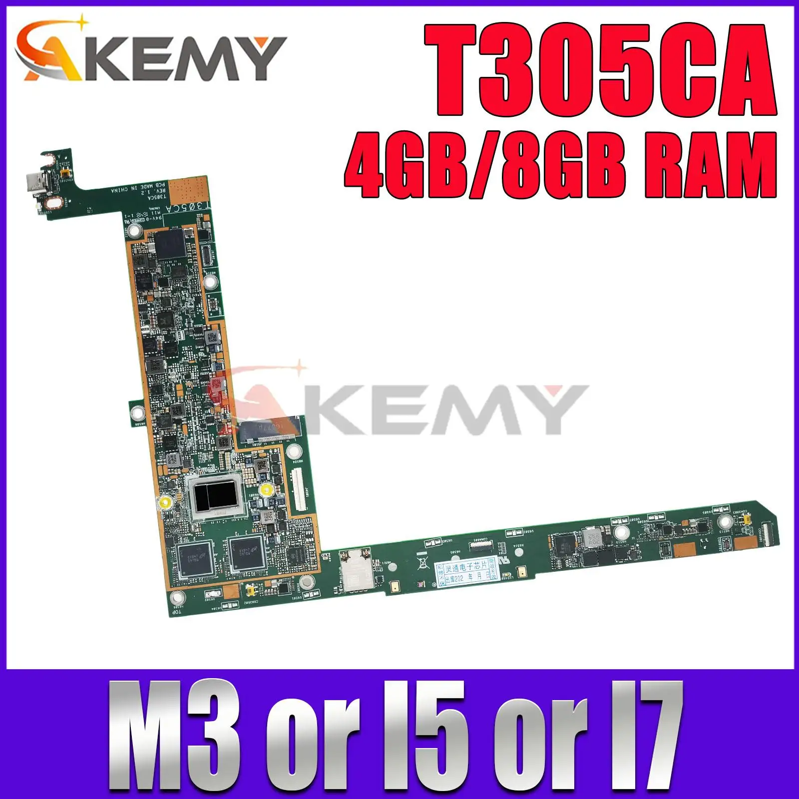 

T305CA Mainboard For ASUS Transformer 3 T305C Laptop Motherboard With M3-7Y30 I5-7Y54 I7-7Y75 CPU 4GB/8GB-RAM