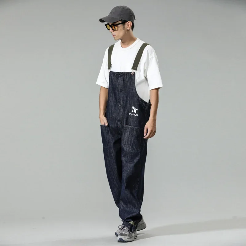 

Loose Baggy Overalls Jeans Bib Cargo Pants Men's Youngth Relaxed Denim Straight Jumpsuit Streetwear Suspender Hiphop Trousers