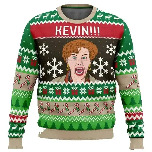 Merry Christmas alone at home Ugly Christmas sweater cartoon animation Men's pullover 2026 fashionable couple shirts Sweatshirt - Image 6