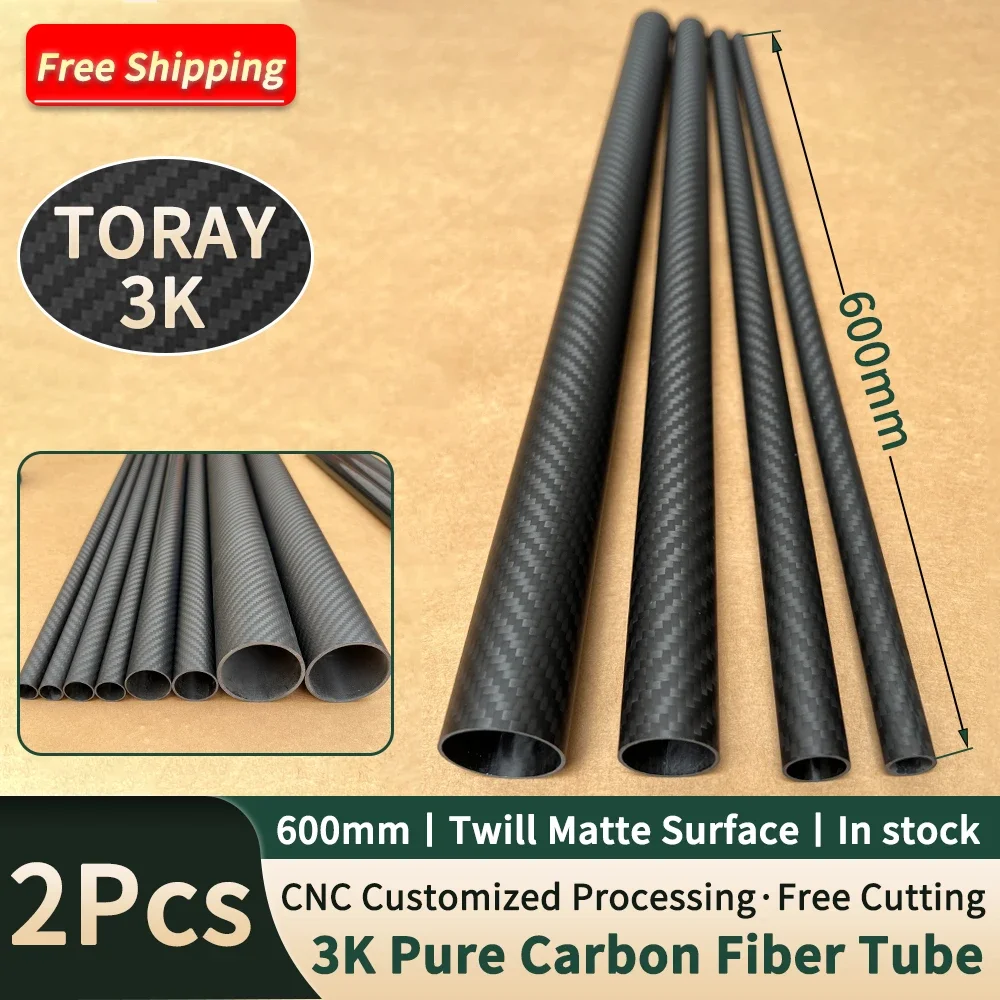 4 Tubi In Fibra Di Carbonio 3K Twill Opaco – 600 Mm, Alto Spessore, Per Droni E Attrezzature Sportive