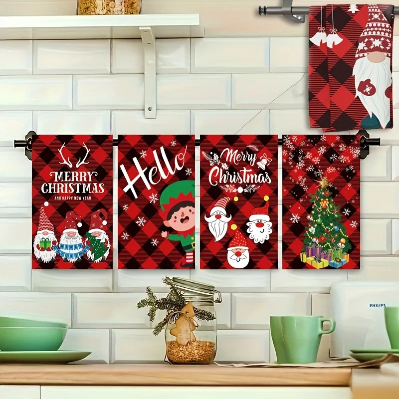 Description Picture 6 of item5pcs Christmas Towels Set, Modern Style, Super Absorbent, 500 GSM, for Bathroom & Kitchen, Decorative Dishcloths