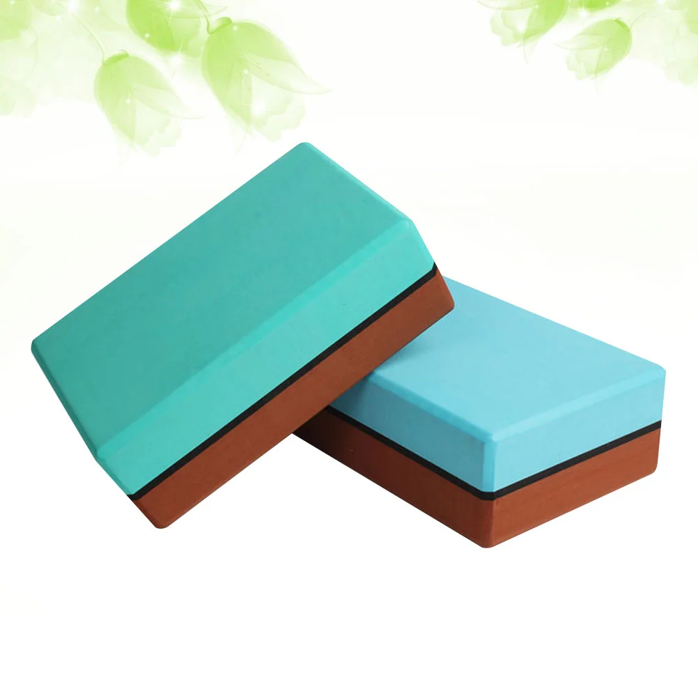 

2pcs Double Colored Yoga Pilates Bricks High Density EVA Block Sports Exercise Fitness Gym Workout Stretching Aid (Blue + Dark