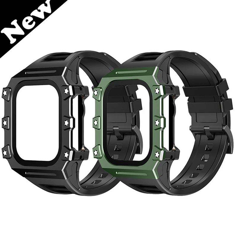 

Metal Alloy Case + Silicone Strap for Apple Watch Ultra Band Modification Kit Bracelet for iWatch Series 8 49mm DIY Modified