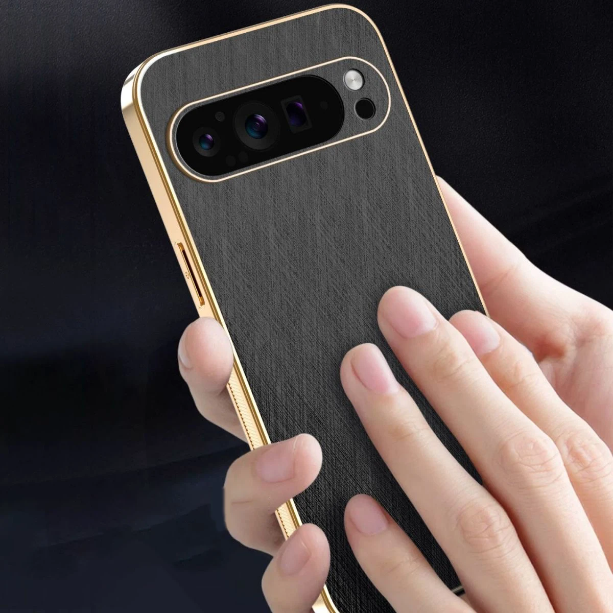 Luxury Gold Silk Texture Leather-Plated Shockproof Case